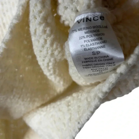 Vince Merino Wool Blend Chunky Knit Long Sleeve  Cream Sweater Size Small - Picture 7 of 8